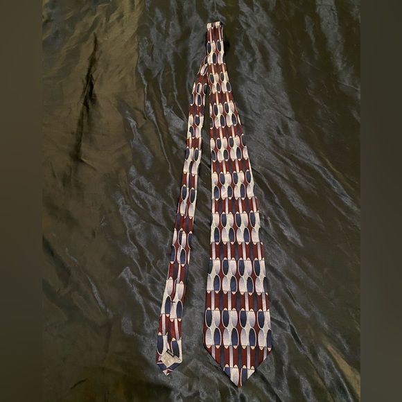 GIVENCHY Tie (Burgundy/Silver/Navy, Silk) - Picture 2 of 5